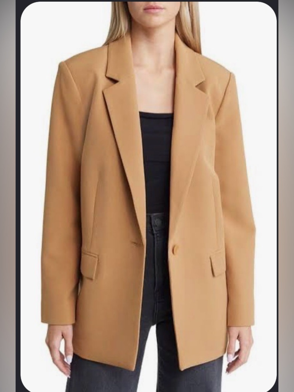 Open Edit Women’s  Relaxed Fit Tan Blazer Jacket Medium Nordstrom